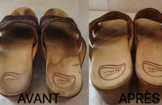 Truc facile pour nettoyer des sandales avec une semelle en suède!