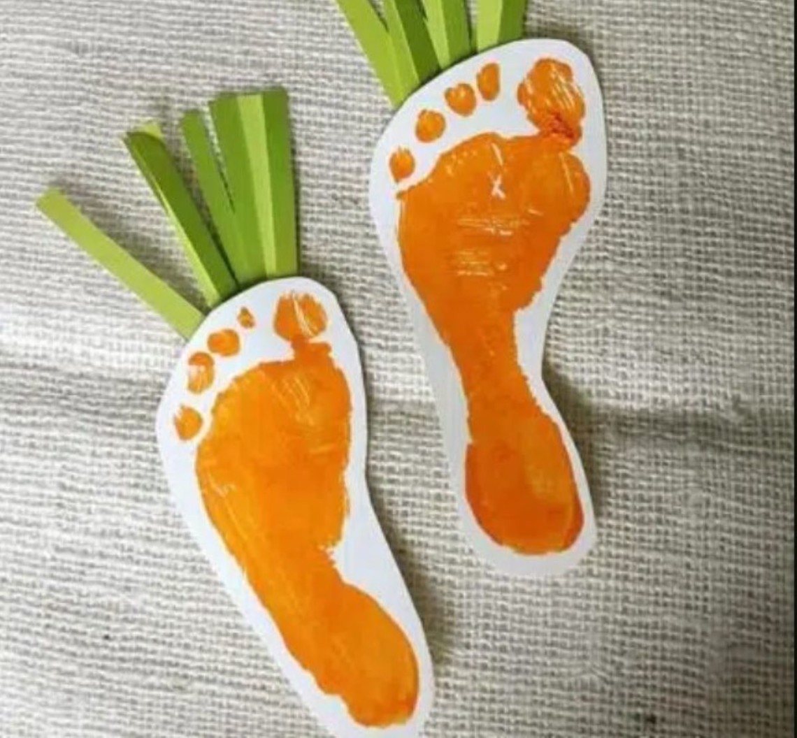 DIY Pâques : Transformez une empreinte de pied en une carotte